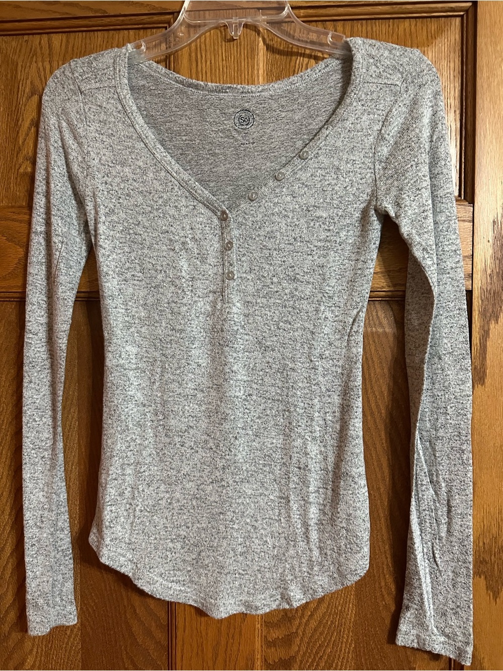 SO Heather Gray Long-Sleeve Henley Top